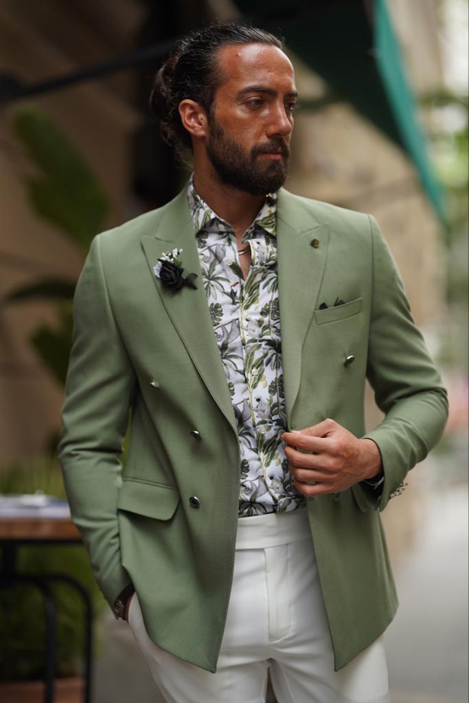 Huston Green Double Breasted Suit