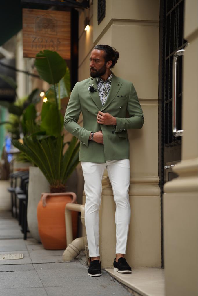 Huston Green Double Breasted Suit