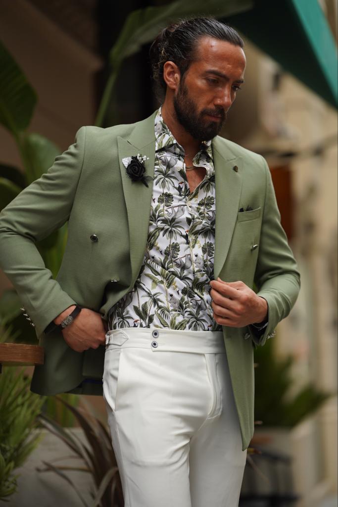 Huston Green Double Breasted Suit