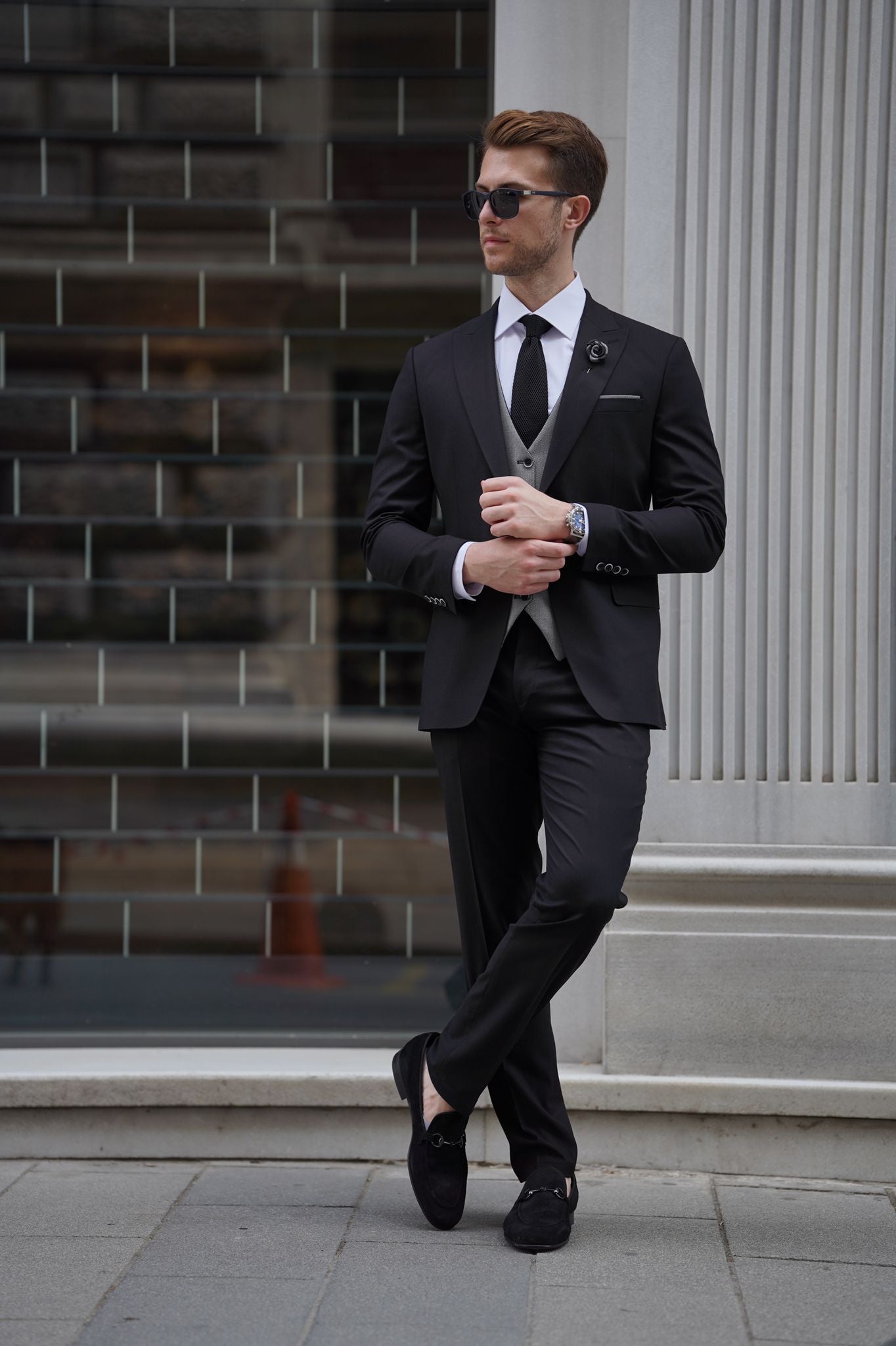 Tyson Slim Fit Suit (Black & Gray)