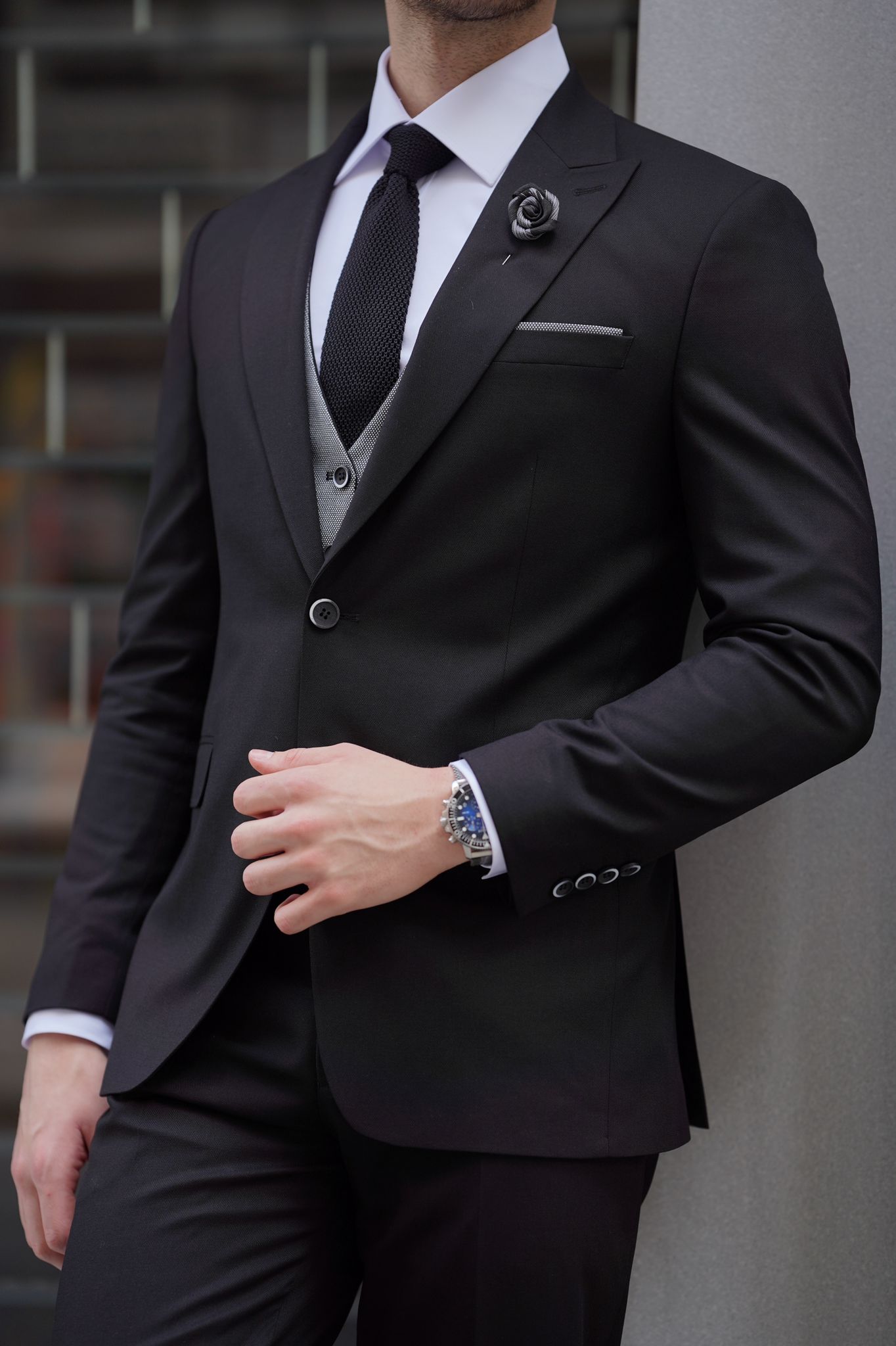 Tyson Slim Fit Suit (Black & Gray)