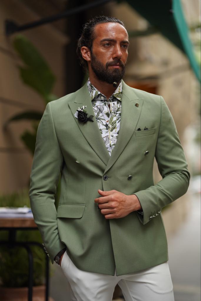 Huston Green Double Breasted Suit