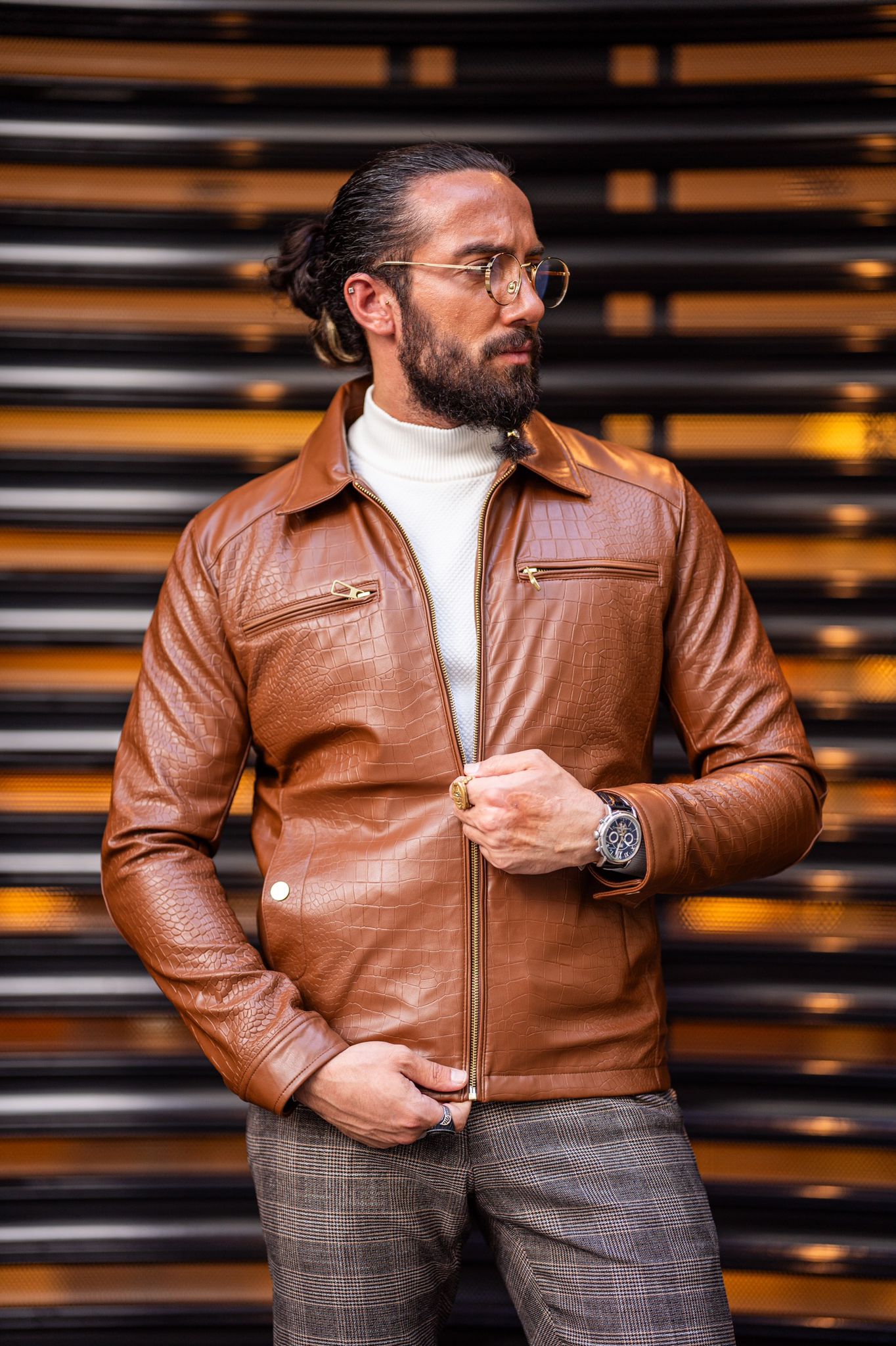 Sami Tan Slim Fit Jacket