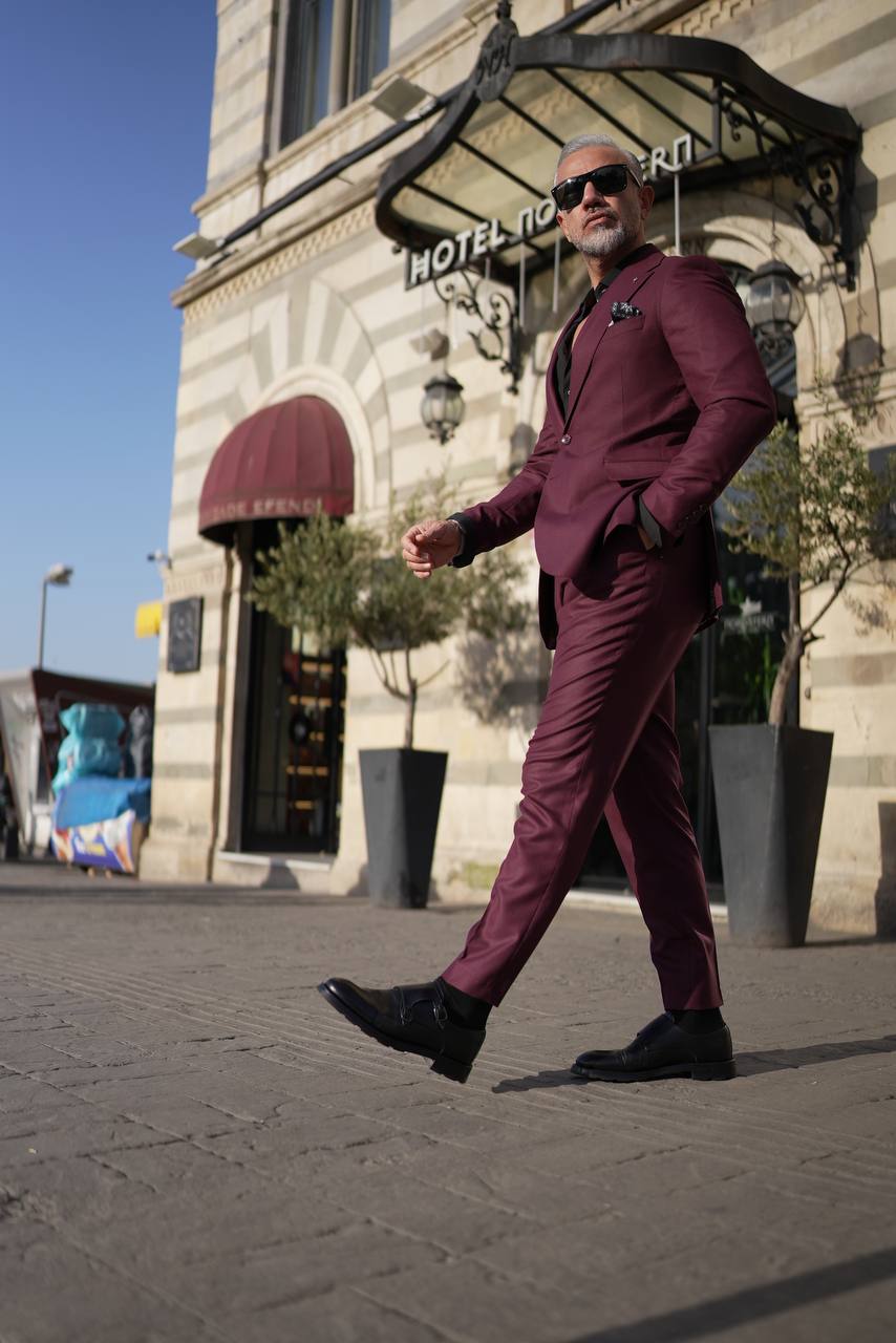 Miles Burgundy Suit
