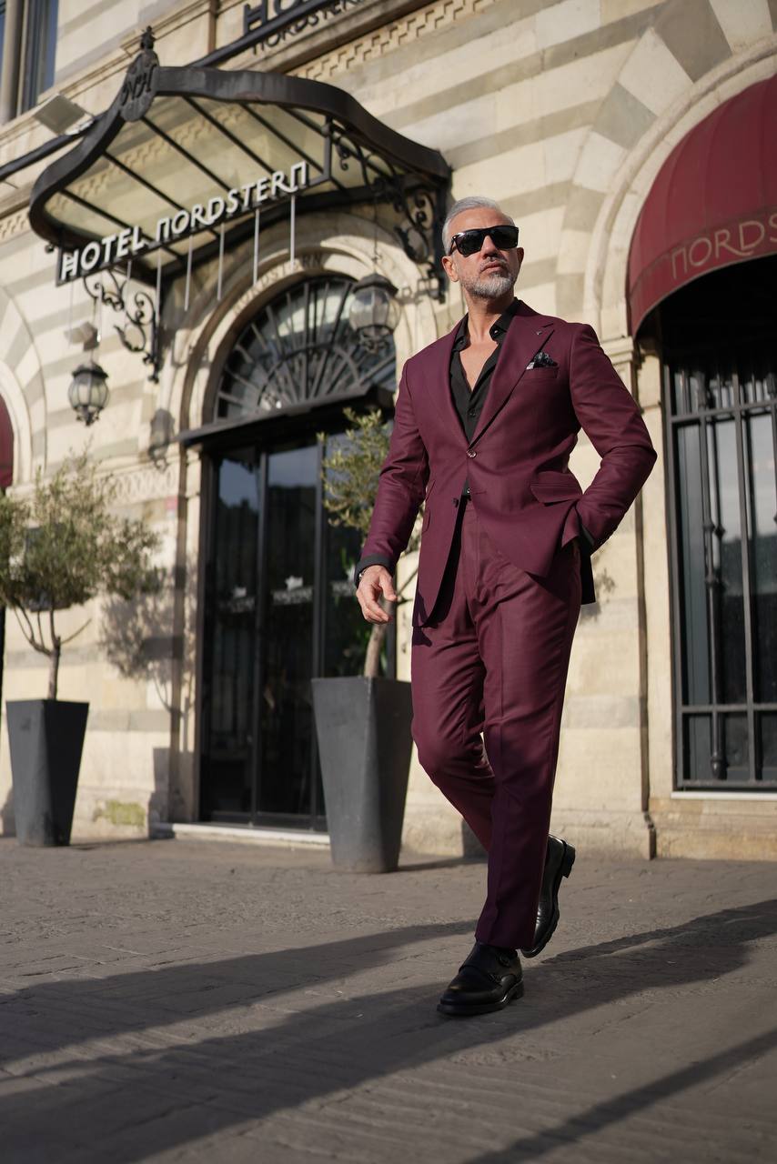 Miles Burgundy Suit