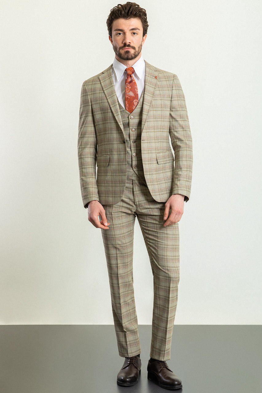 Hart Camel Plaid Suit