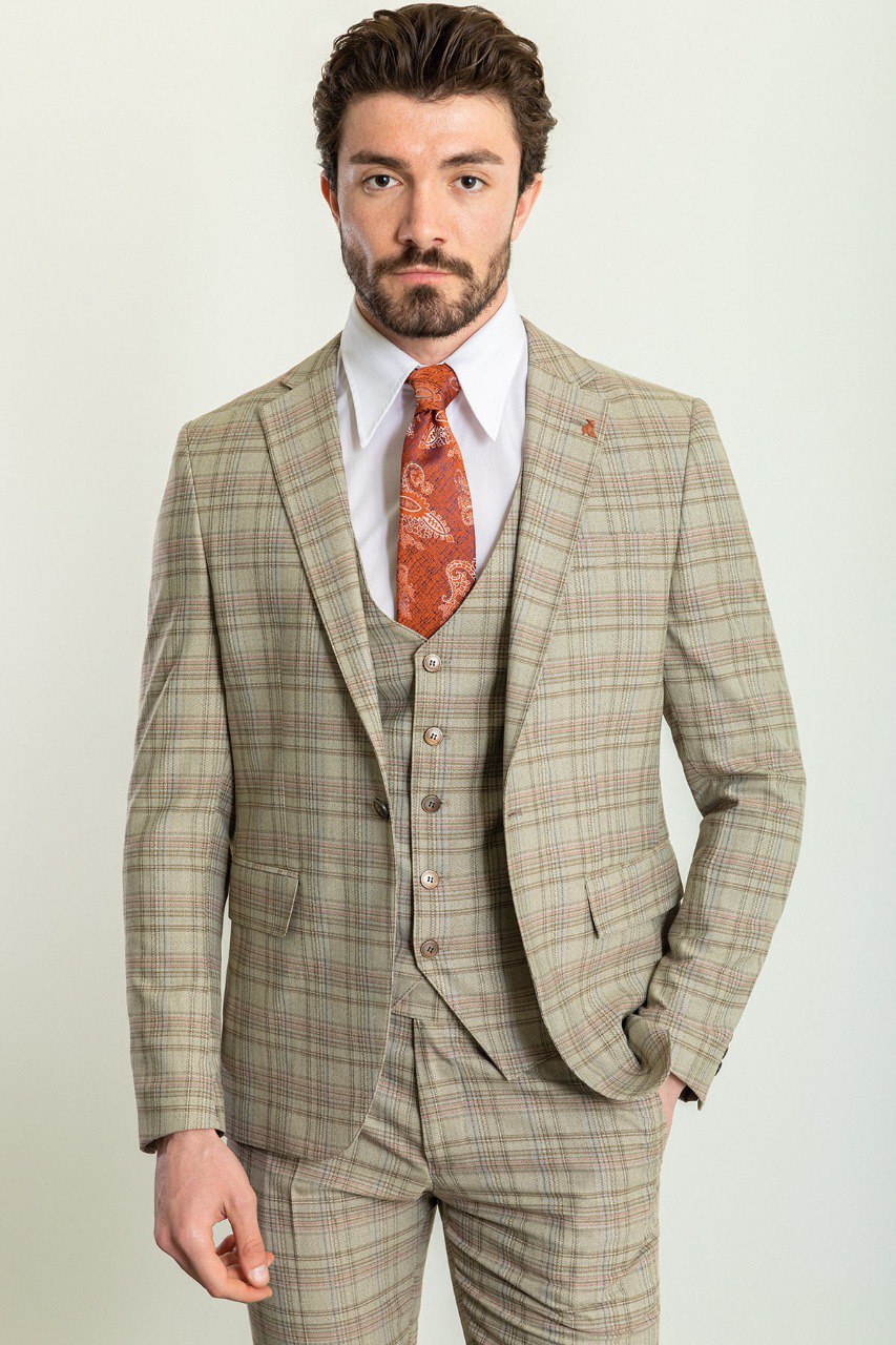 Hart Camel Plaid Suit