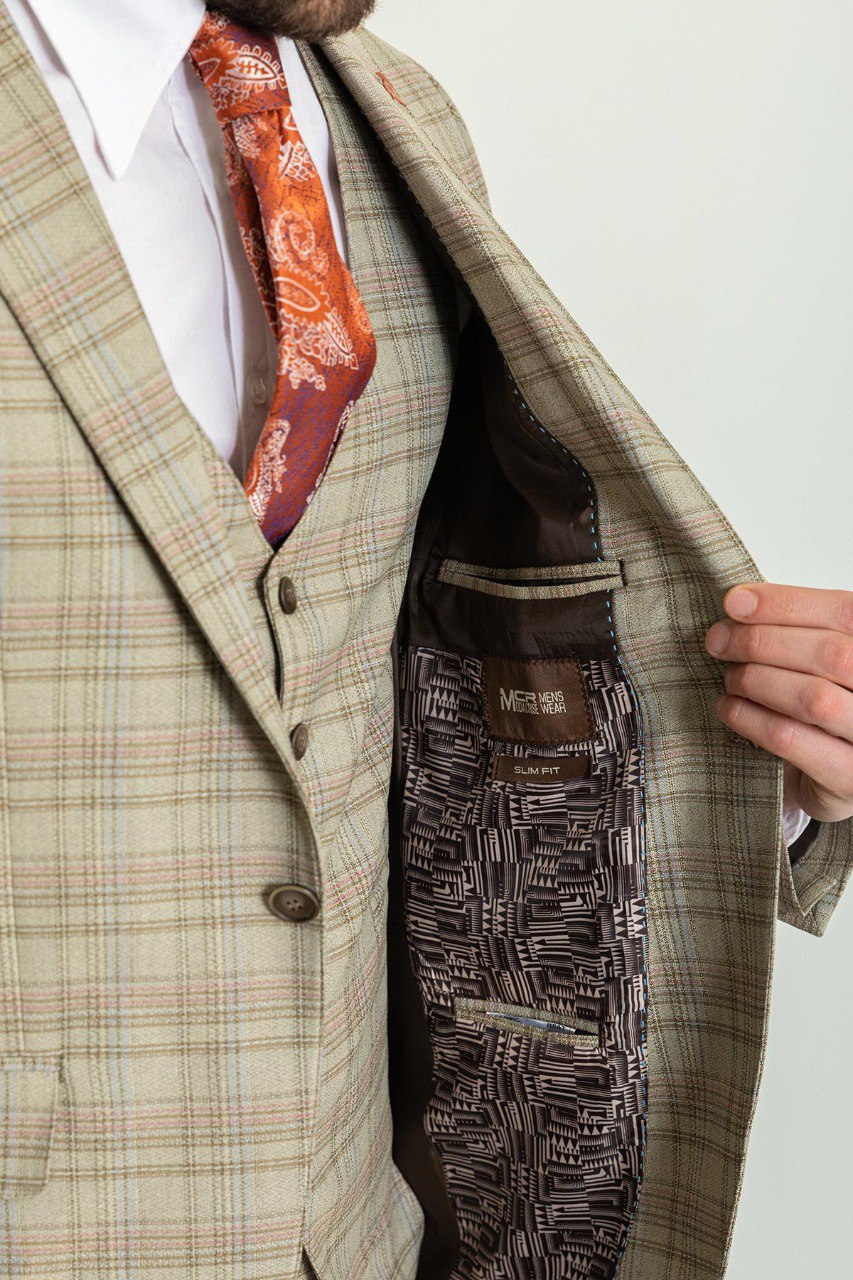 Hart Camel Plaid Suit