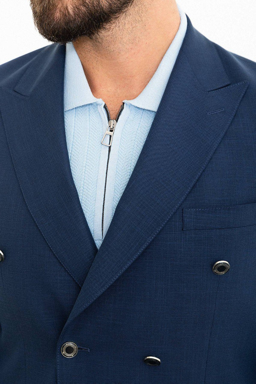 Simon Navy Blue Double Breasted Blazer