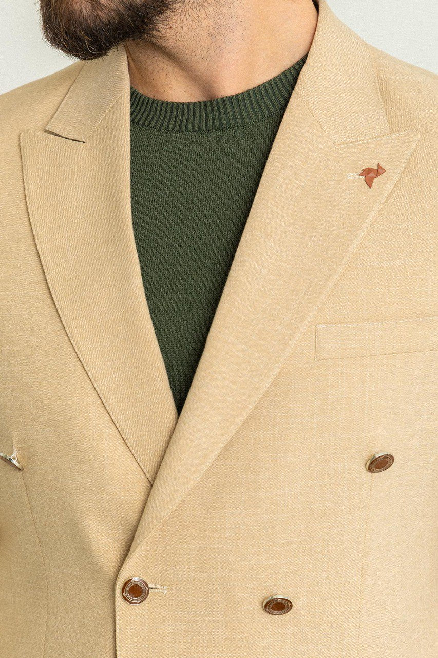 Simon Beige Double Breasted Blazer