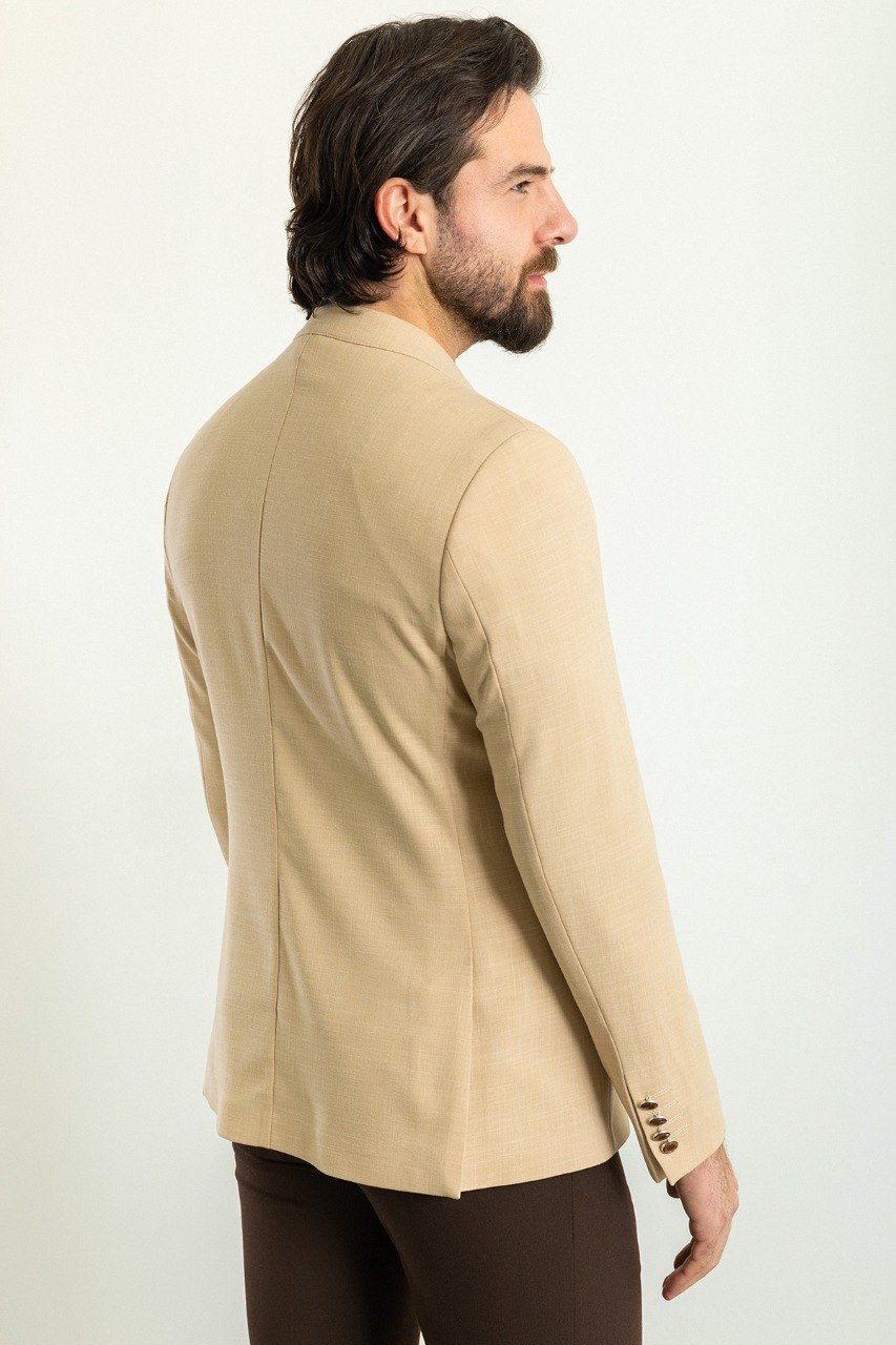 Simon Beige Double Breasted Blazer