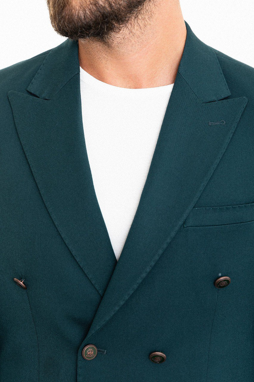 Logan Petrol Blue Double Breasted Blazer