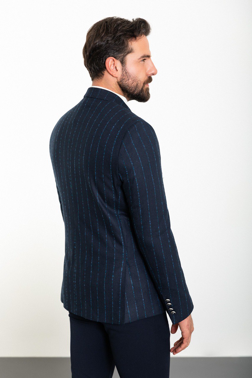 Randall Navy Blue Striped Blazer