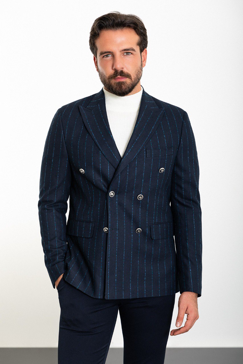 Randall Navy Blue Striped Blazer