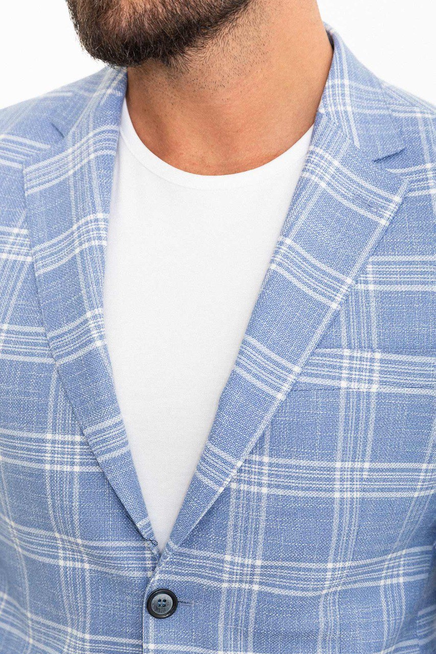 Kray Ice Blue Plaid Blazer