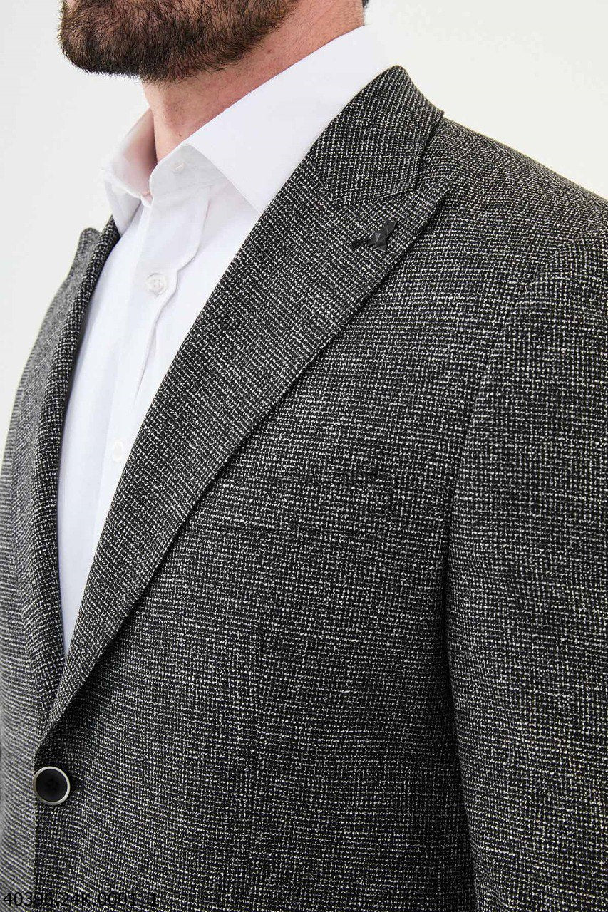Giany Black & Gray Self-Patterned Blazer
