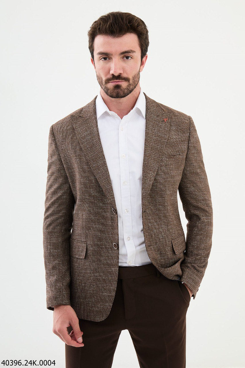 Giany Brown Self-Patterned Blazer