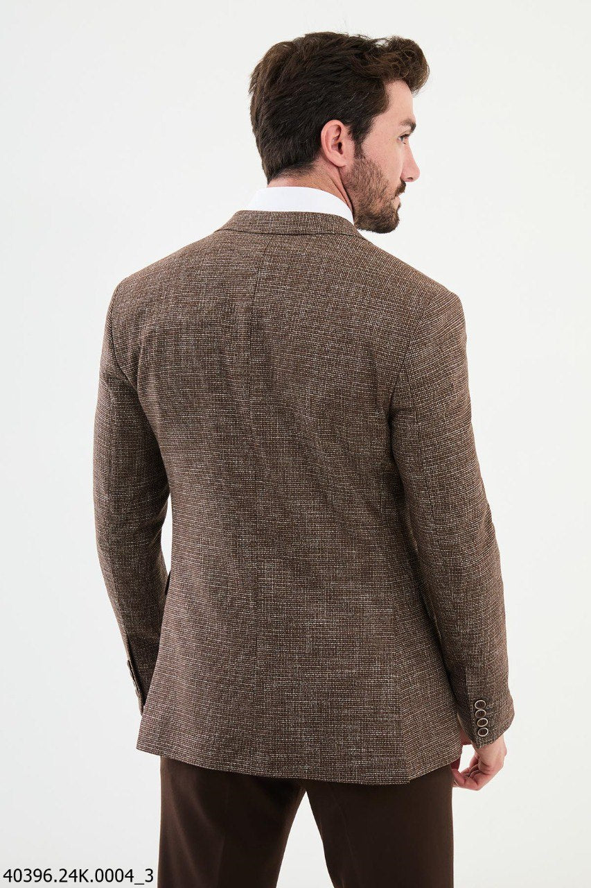 Giany Brown Self-Patterned Blazer