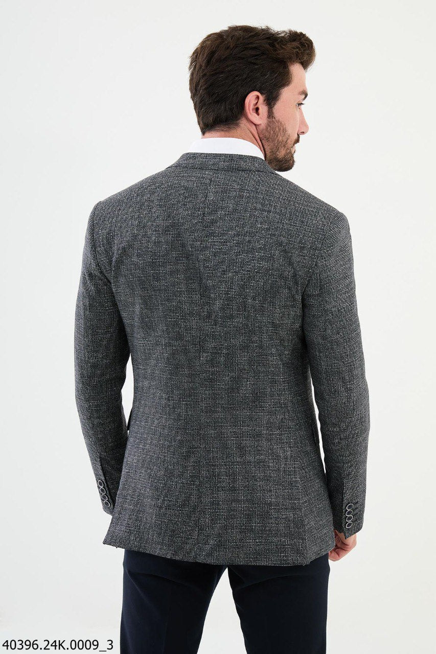 Giany Blue Self-Patterned Blazer