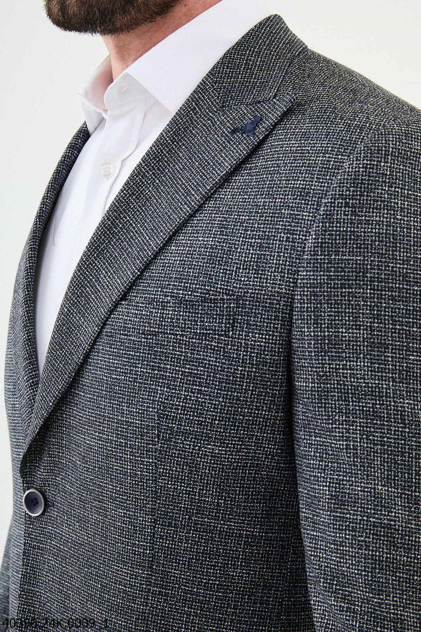 Giany Blue Self-Patterned Blazer