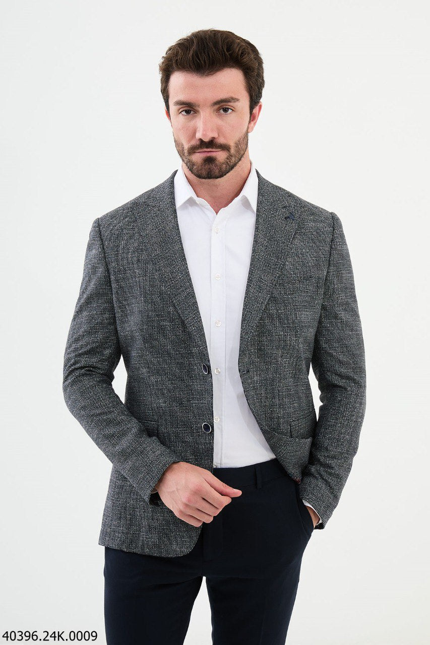 Giany Blue Self-Patterned Blazer