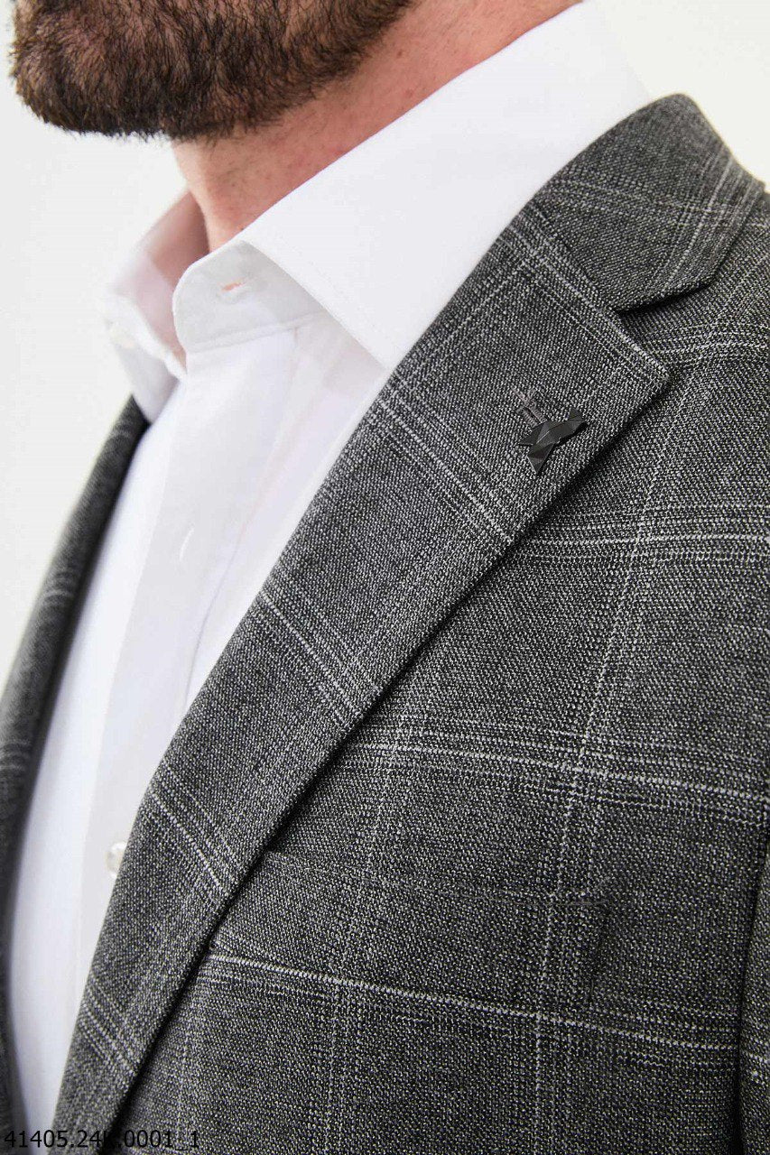 Ronan Dark Gray Plaid Blazer