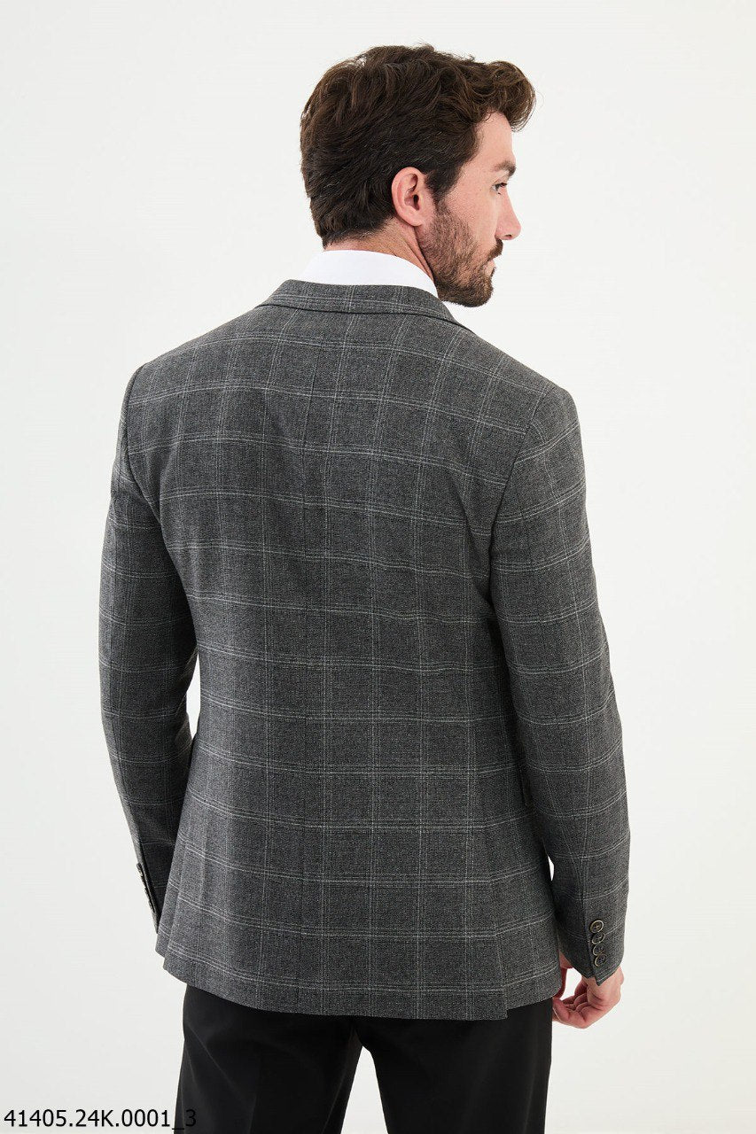 Ronan Dark Gray Plaid Blazer