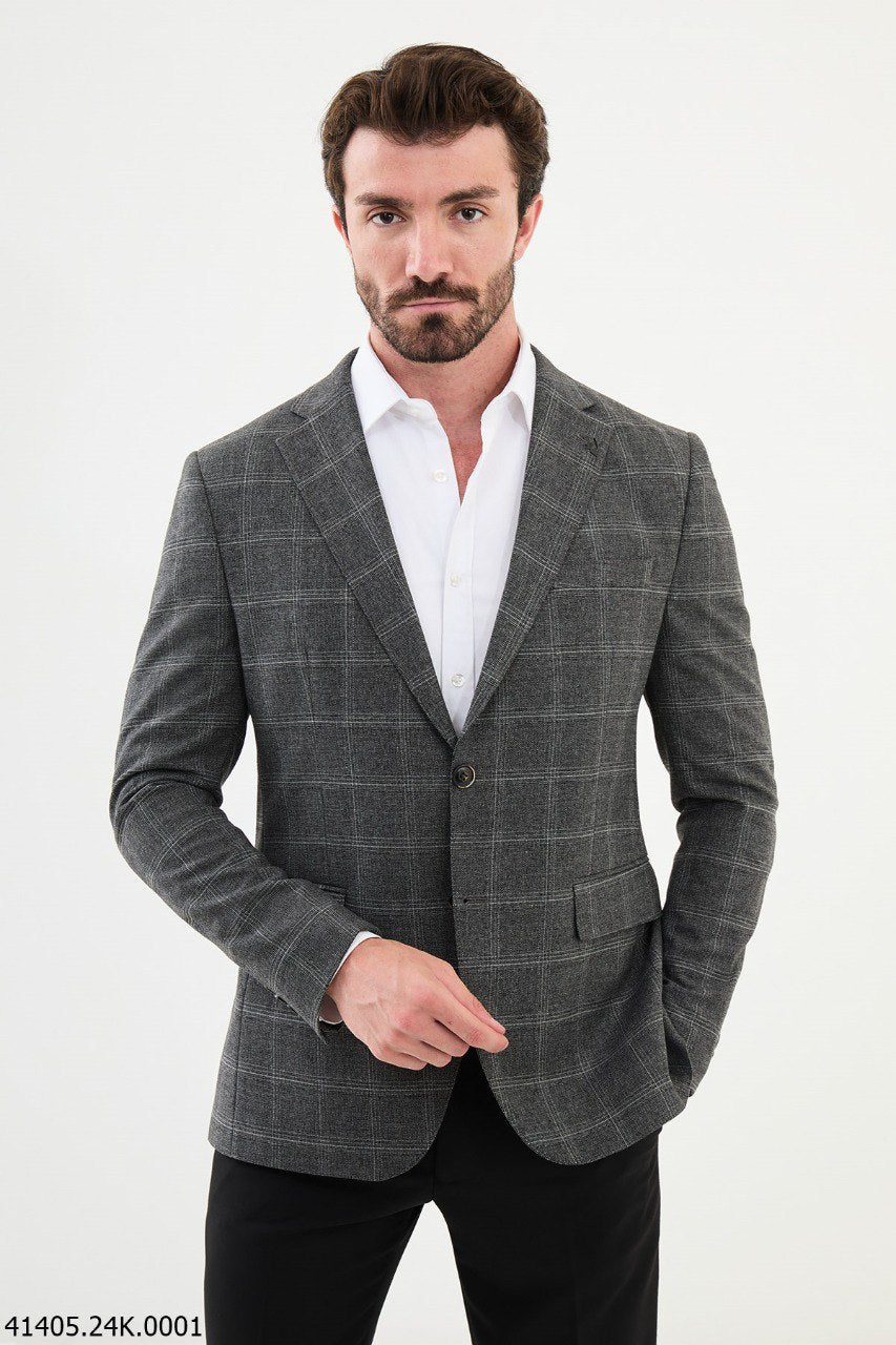 Ronan Dark Gray Plaid Blazer