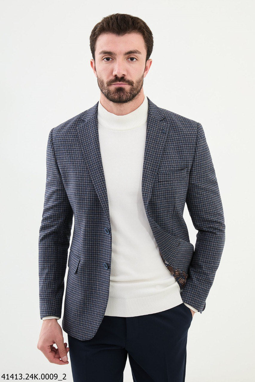 Klan Blue Patterned Blazer