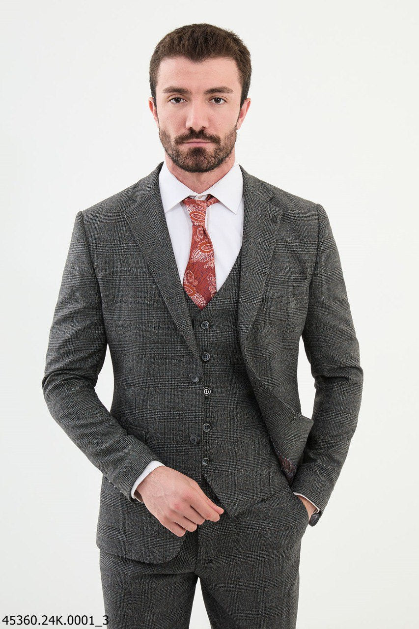 Martin Dark Gray Plaid Suit