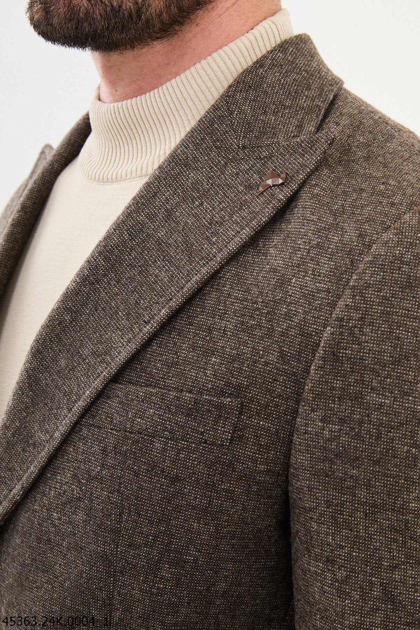 Mario Brown Self-Patterned Suit