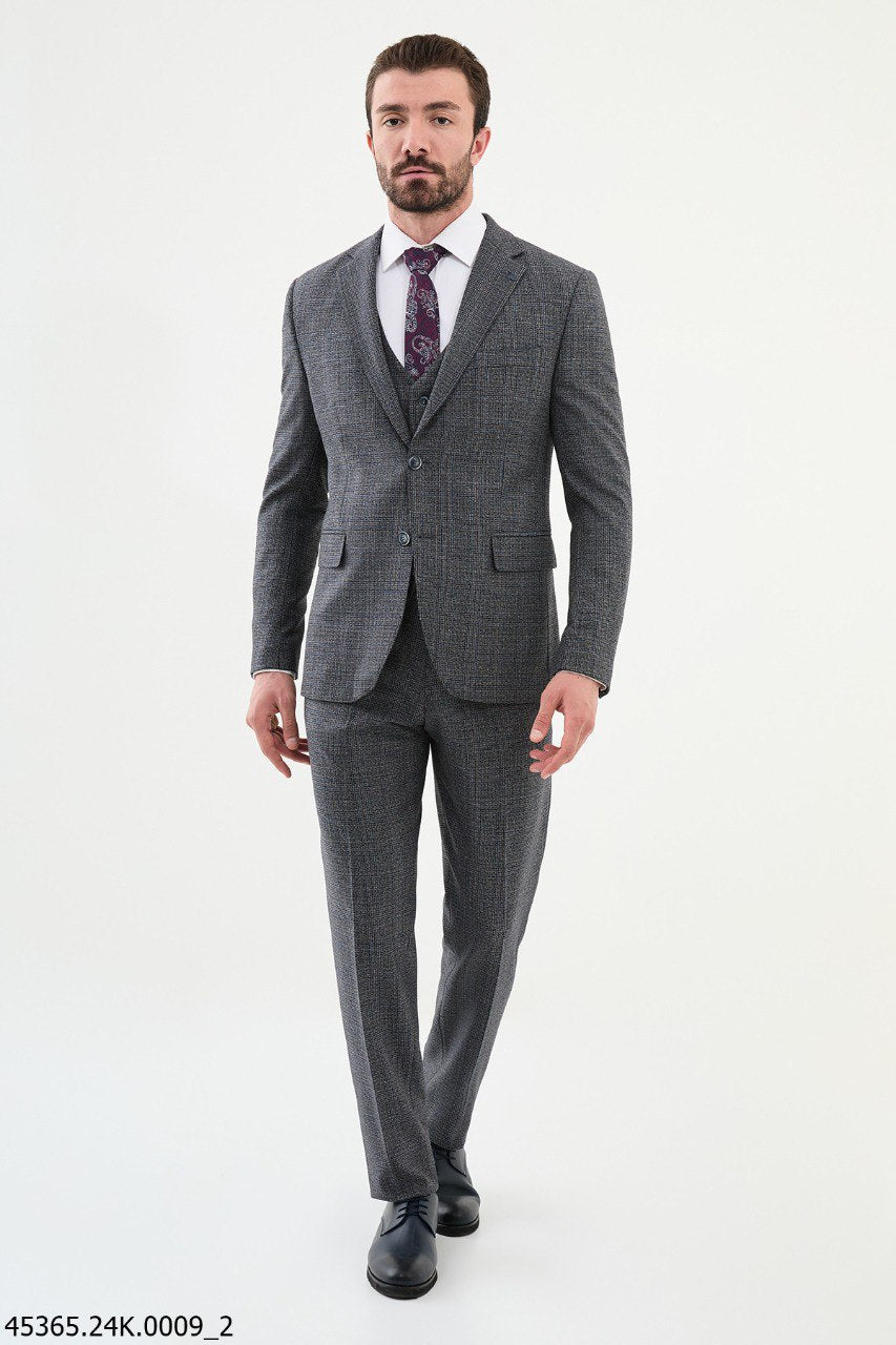 Garen Dark Blue Plaid Suit
