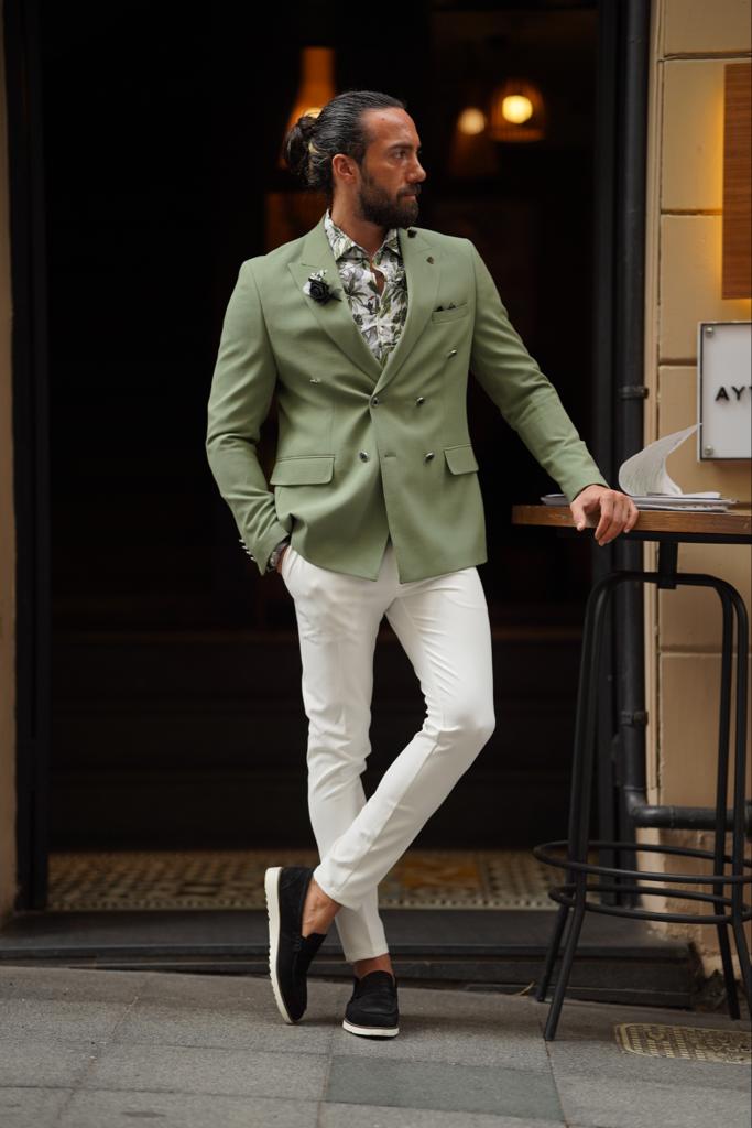 Huston Green Double Breasted Suit