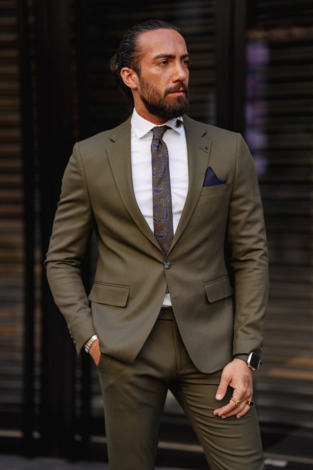 Felona Khaki Slim Fit Suit