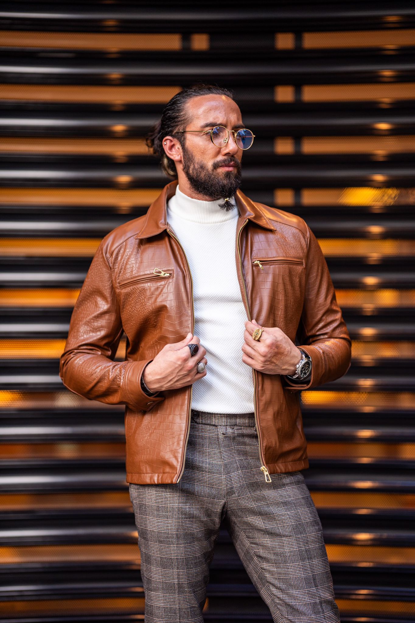 Sami Tan Slim Fit Jacket