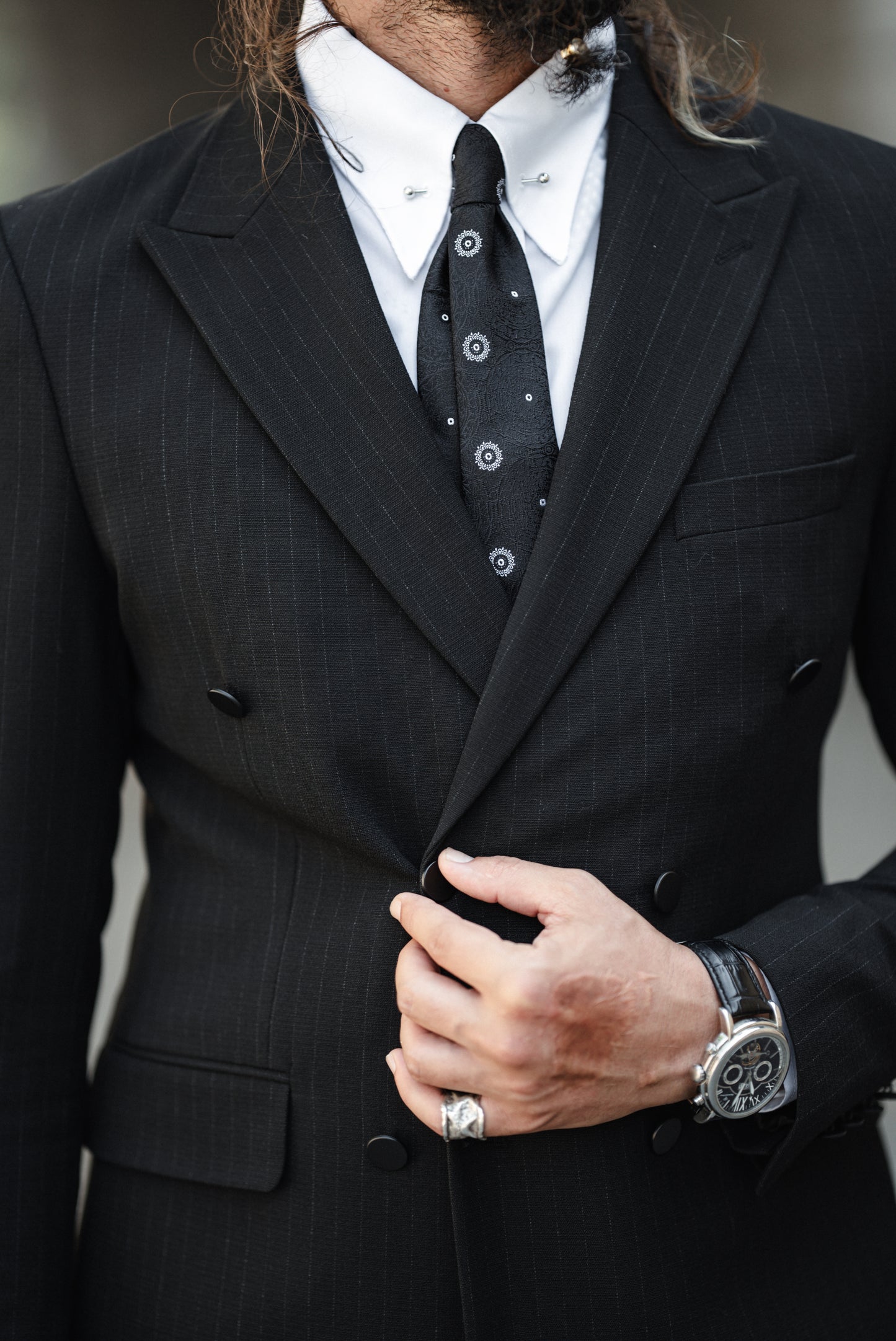 Lewis Black Striped Double Breasted Suit