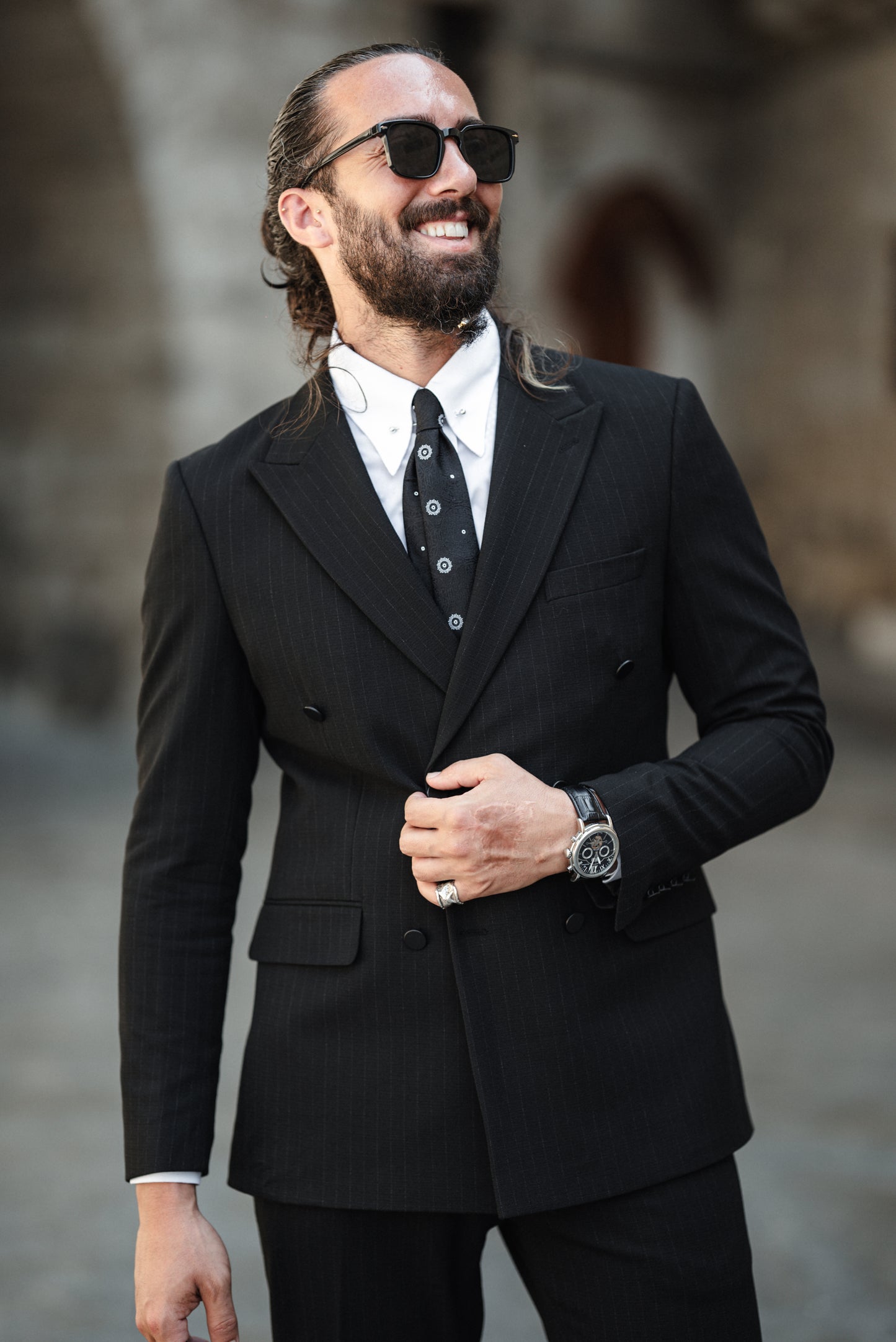 Lewis Black Striped Double Breasted Suit
