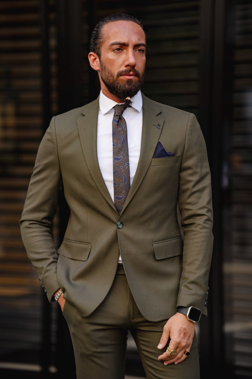 Felona Khaki Slim Fit Suit