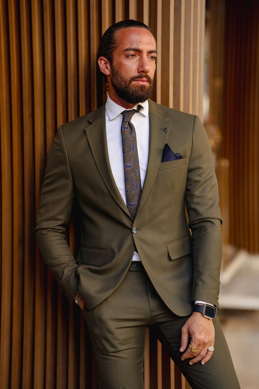 Felona Khaki Slim Fit Suit