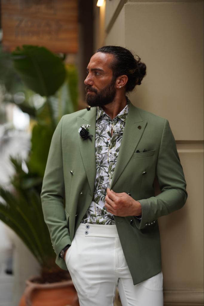 Huston Green Double Breasted Suit
