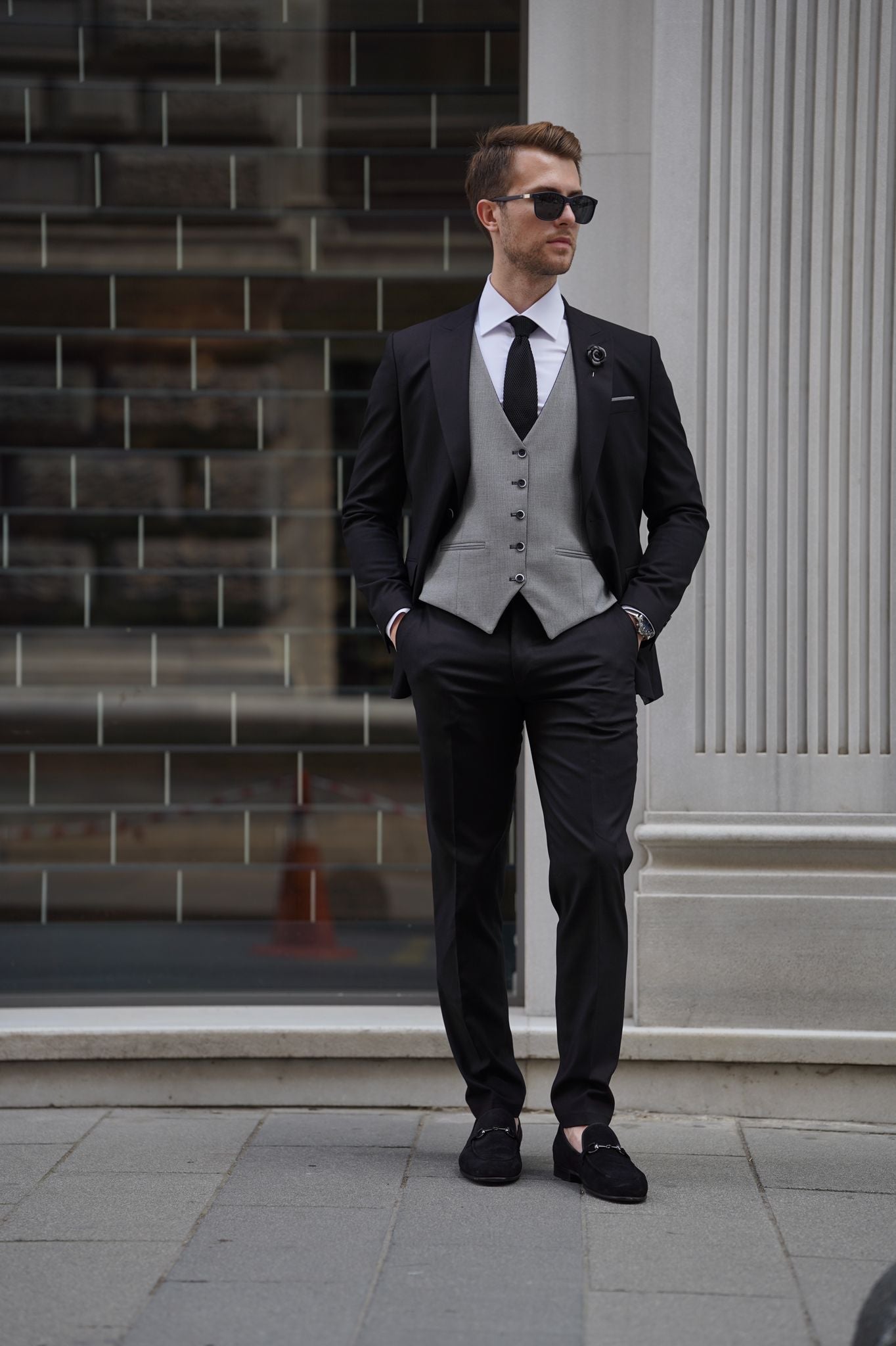 Tyson Slim Fit Suit (Black & Gray)
