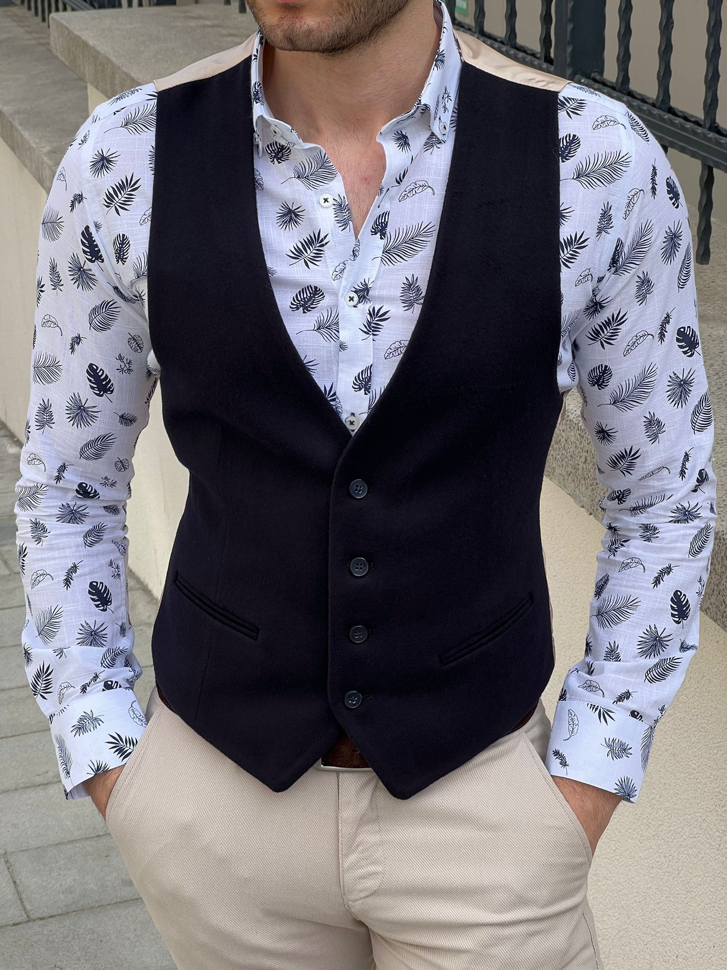 Tristan Navy Blue Slim Fit Vest