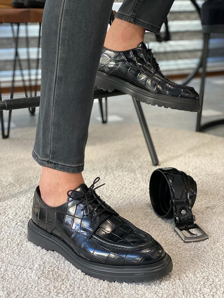 Leon Black Leather Shoes