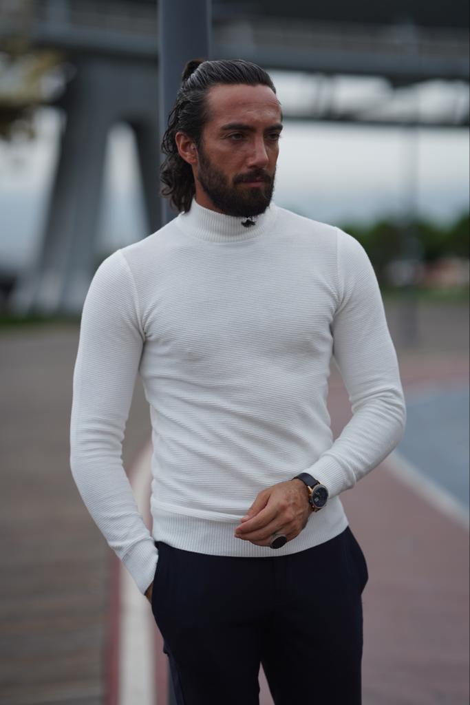 Catania White Patterned Sweater