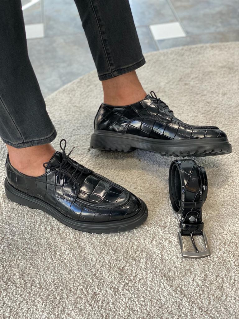 Leon Black Leather Shoes