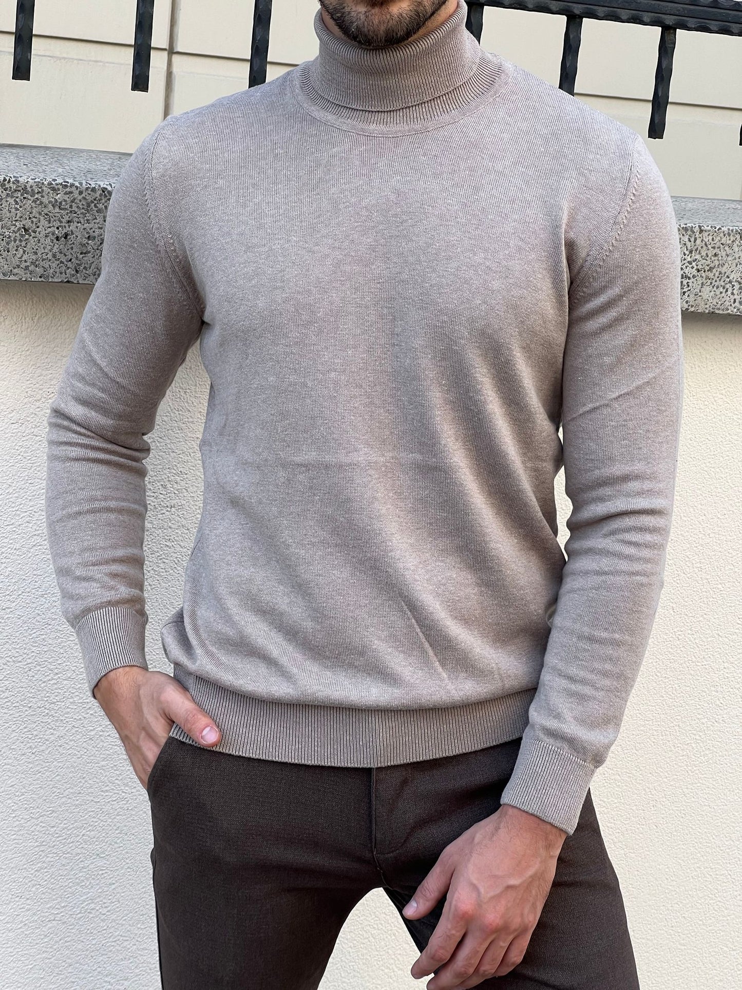 Rick Beige Turtleneck Sweater