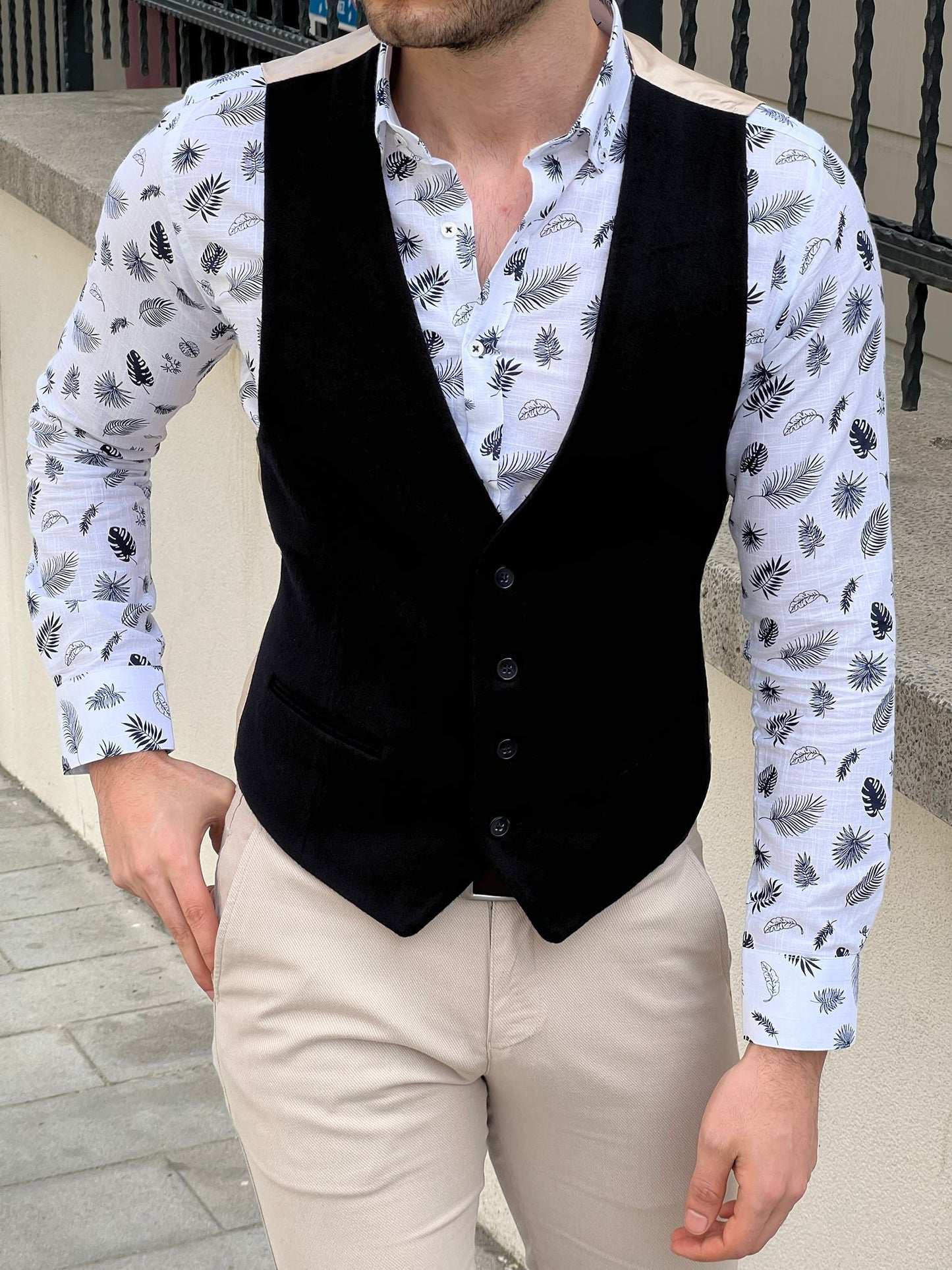 Tristan Navy Blue Slim Fit Vest