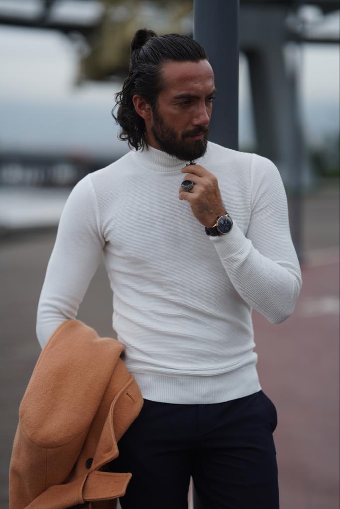 Catania White Patterned Sweater