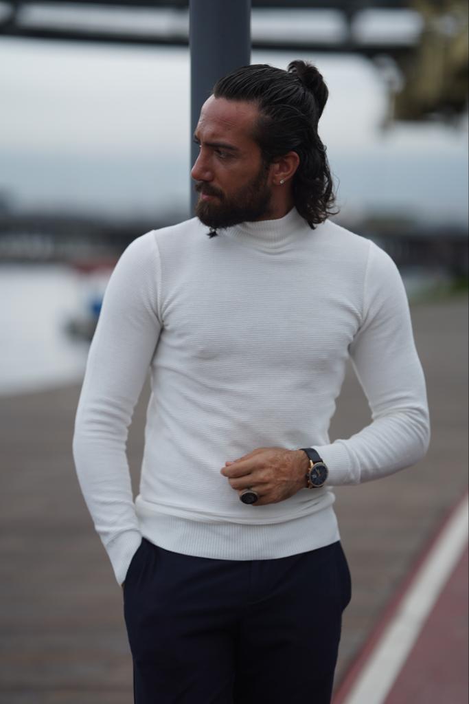 Catania White Patterned Sweater