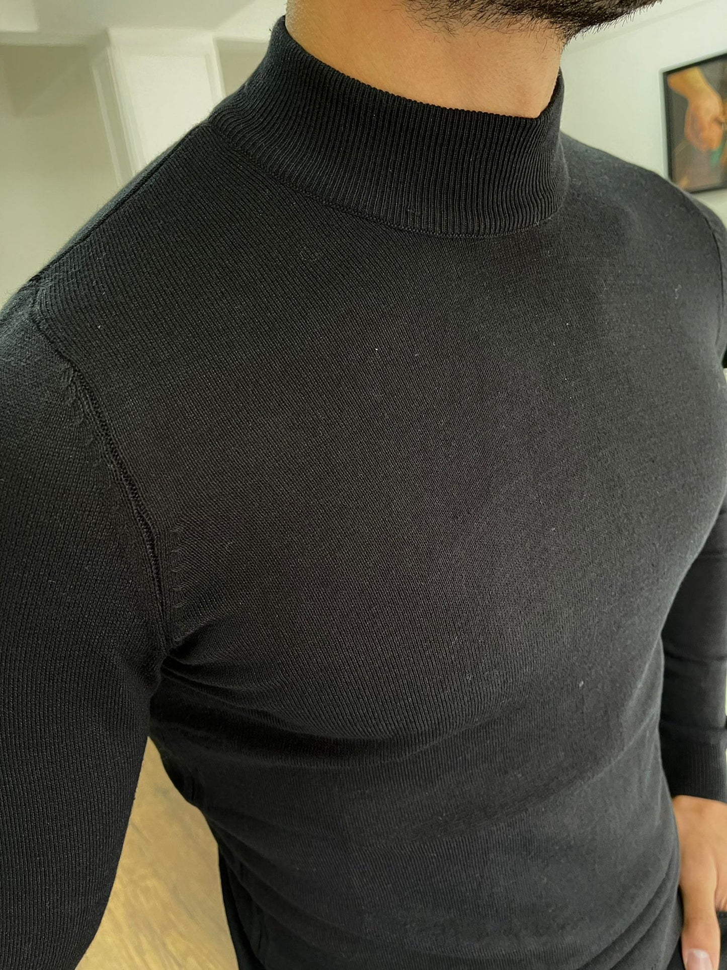 Dayton Black Slim Fit Half Turtleneck Sweater
